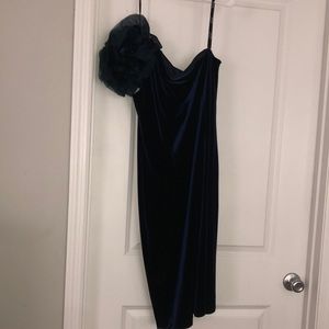 Navy velvet cocktail dress